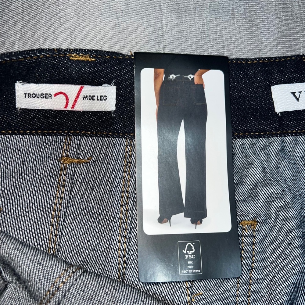 Vigoss Trouser Wide Leg Jeans Dark Wash Indigo Patch Pockets 12 VC-P03172A - Picture 4 of 12